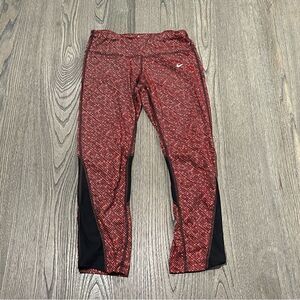 Nike Dri-FIT Red Printed Athletic Leggings Mid Length Size XS